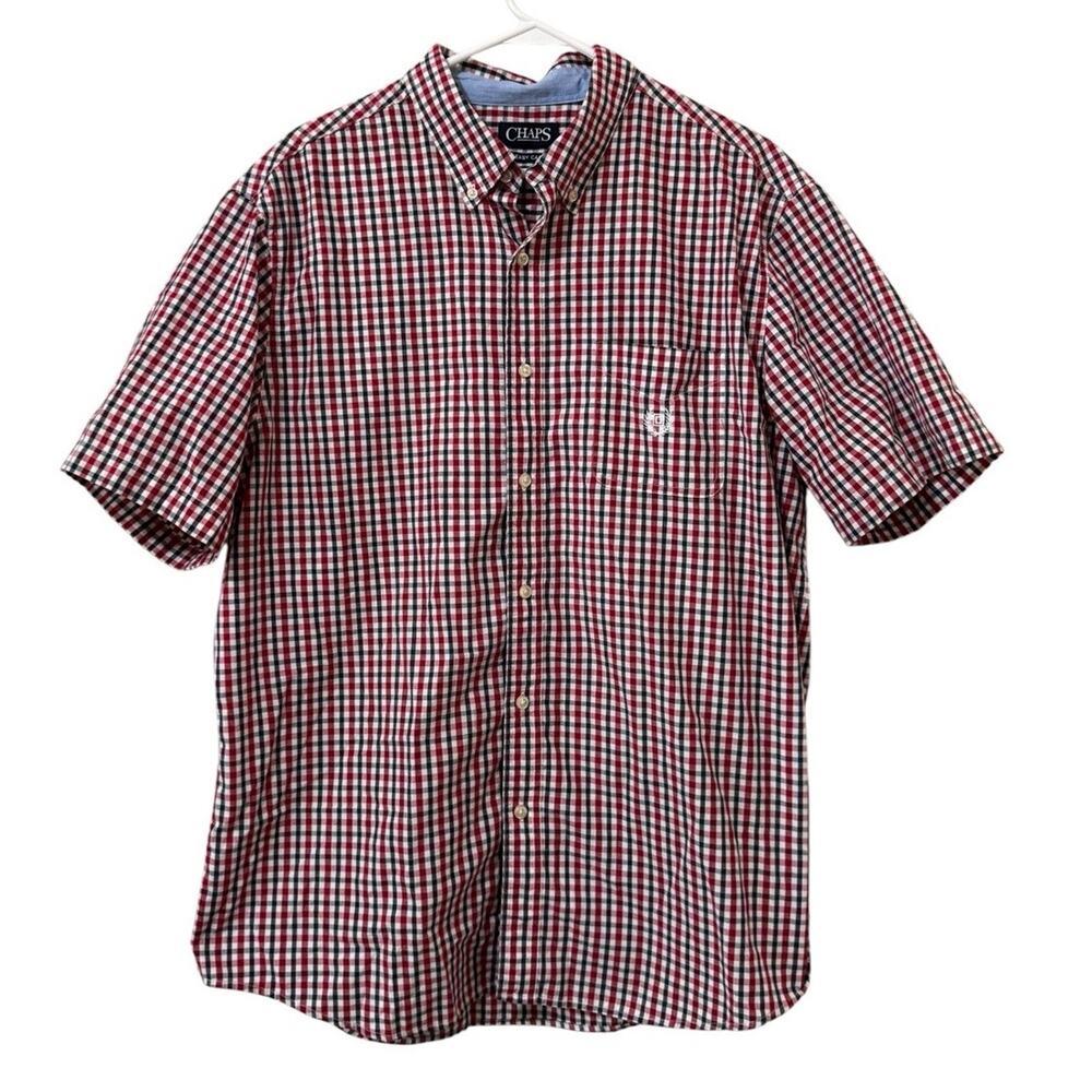 Chaps Easy Care Mens Size XL Short Sleeve‎ Button Down Shirt Classic Preppy City